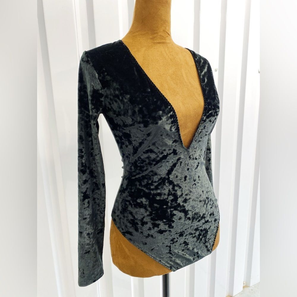 Whimsigoth Goth Emo Alt Victoria’s Secret Velvet V Neck Thong Bodysuit One Piece